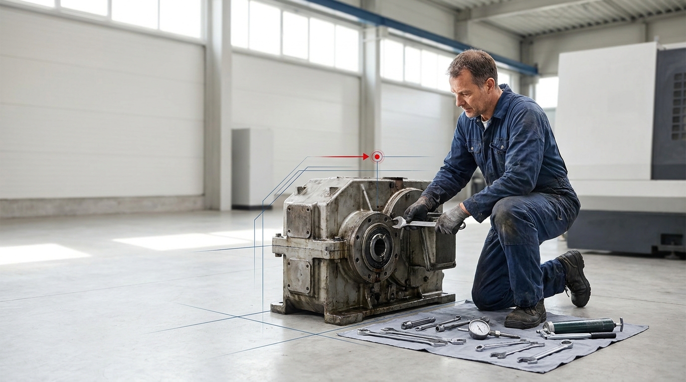Maintenance technician servicing an industrial machine