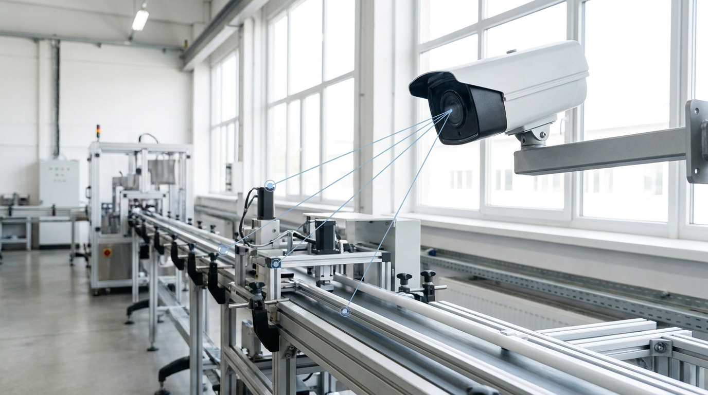 CCTV camera overlooking a manufacturing production line